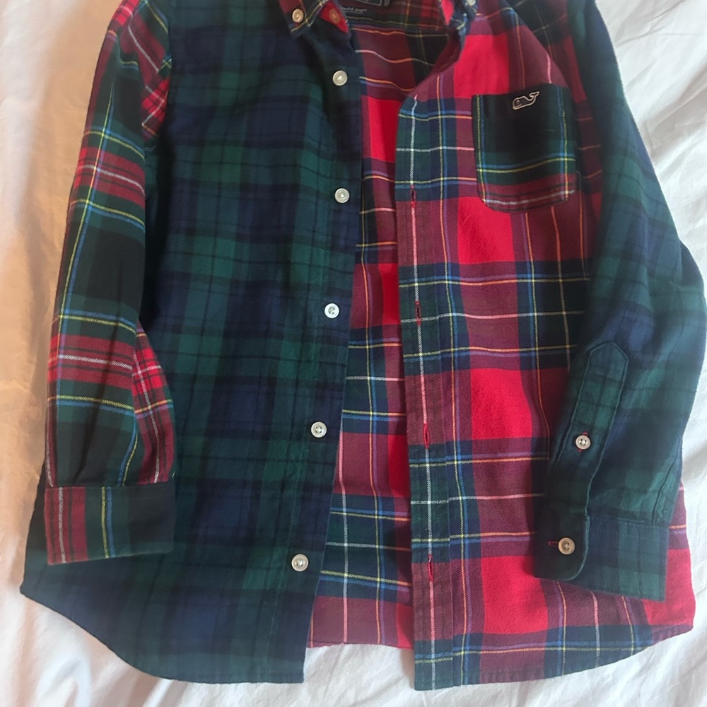 Vineyard Vines Green & Red Plaid Button-Down Shirt for Kids